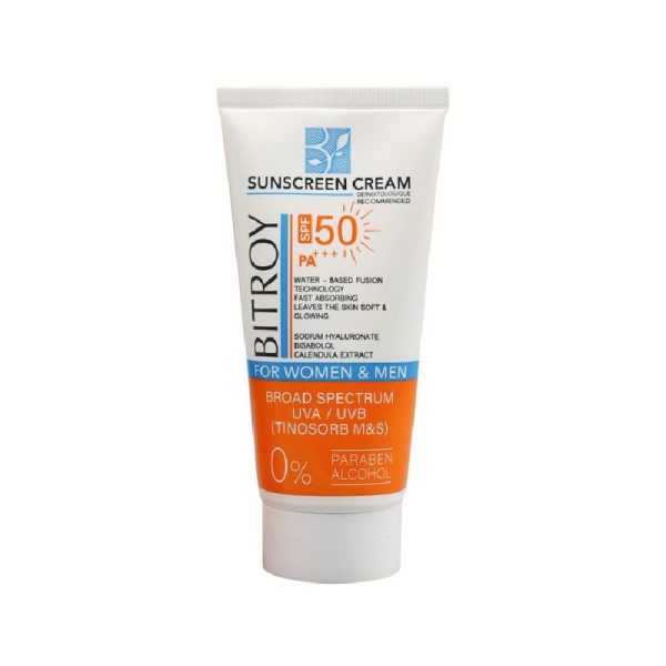 کرم ضد آفتاب بی رنگ مناسب پوست خشک SPF50 بیتروی ۵۰ml